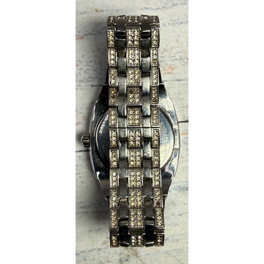Bulova 96C002 Men's Phantom Crystal Pave Stainless Steel Watch NEEDS A NEW BATT - Picture 2 of 5